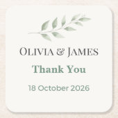 Elegant Greenery Wedding Coasters Kartonnen Onderzetters (Voorkant)