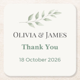 Elegant Greenery Wedding Coasters Kartonnen Onderzetters