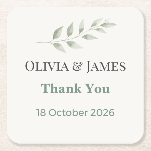 Elegant Greenery Wedding Coasters Kartonnen Onderzetters (Voorkant)