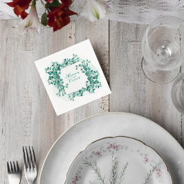 Elegant Greenery Wedding Cocktail Napkin Servet