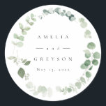 Elegant Greenery Wedding Cocktail Paper Napkins Ronde Sticker<br><div class="desc">Greenery Elegant Wedding Program Fans | Alle tekst-,  tekst- en achtergrondkleuren bewerken</div>