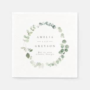 Elegant Greenery Wedding Cocktail Paper Napkins Servet