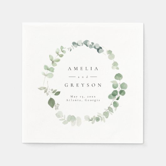 Elegant Greenery Wedding Cocktail Paper Napkins Servet (Voorkant)