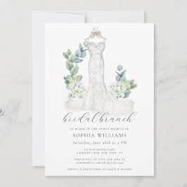 Elegant Greenery Wedding Dress Bridal Brunch Kaart