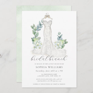 Elegant Greenery Wedding Dress Bridal Brunch Kaart