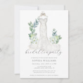 Elegant Greenery Wedding Dress Bridal Tea Kaart (Voorkant)