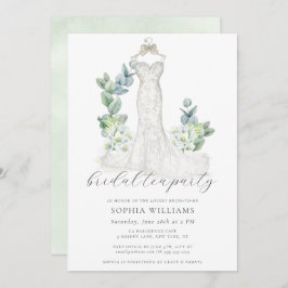 Elegant Greenery Wedding Dress Bridal Tea Kaart