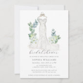 Elegant Greenery Wedding Dress Vrijgezellenfeest Kaart (Voorkant)