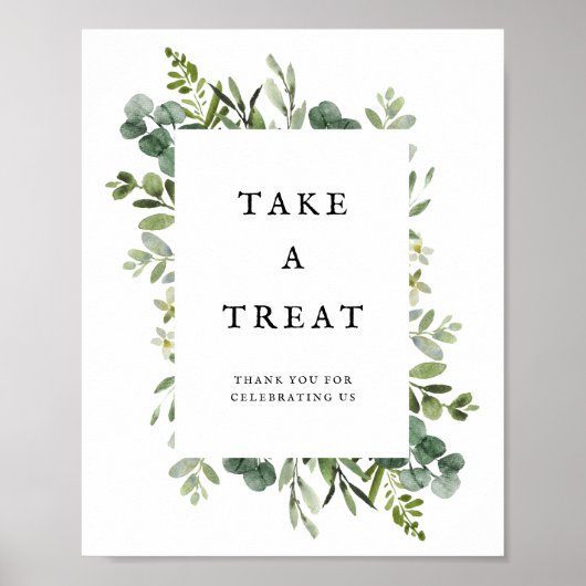 Elegant Greenery Wedding Favors Poster (Voorkant)