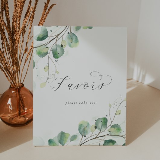 Elegant Greenery Wedding Favors Reclamebord Met Voetstuk