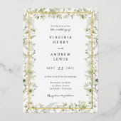 Elegant Greenery Wedding Folie Uitnodigingen (Voorkant)