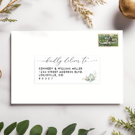 Elegant Greenery Wedding Guest Adresetiketten Sticker