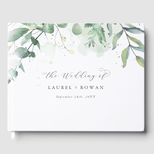 Elegant Greenery Wedding Guest Book Gastenboek (Voorkant)