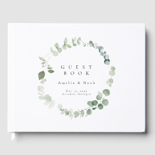 Elegant Greenery Wedding Guest Book Gastenboek (Voorkant)