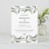 Elegant Greenery Wedding Invitation (Staand voorkant)