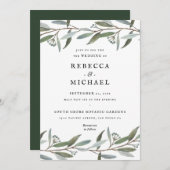 Elegant Greenery Wedding Invitation (Voorkant / Achterkant)