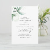 Elegant Greenery Wedding Invitation Kaart (Staand voorkant)