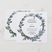 Elegant Greenery Wedding Invitation Kaart (Voorkant / Achterkant)