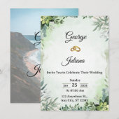 Elegant Greenery Wedding Invitation Kaart (Voorkant / Achterkant)