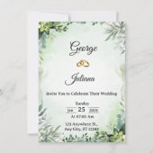 Elegant Greenery Wedding Invitation Kaart (Voorkant)