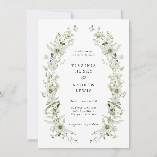 Elegant  Greenery Wedding Invitation Kaart (Voorkant)