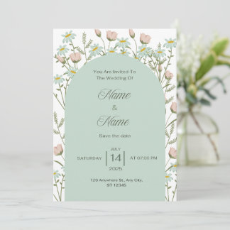 Elegant greenery wedding invitation kaart