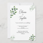 Elegant Greenery Wedding Invitation Kaart (Voorkant)