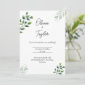 Elegant Greenery Wedding Invitation Kaart (Staand voorkant)
