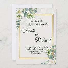 Elegant Greenery Wedding Invitation Minimalist Kaart