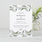 Elegant Greenery Wedding Invitation Upgraded Paper (Staand voorkant)