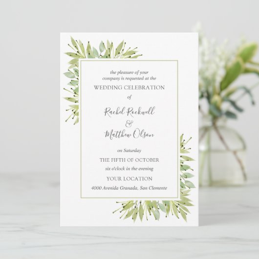 Elegant Greenery Wedding Invitations (Staand voorkant)