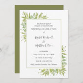 Elegant Greenery Wedding Invitations (Voorkant / Achterkant)