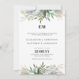 Elegant Greenery Wedding Invitations Modern