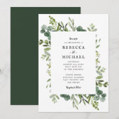 Elegant Greenery Wedding Kaart (Voorkant / Achterkant)