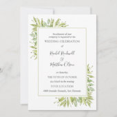 Elegant Greenery Wedding Kaart (Voorkant)