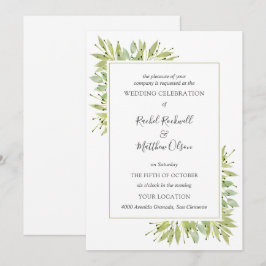 Elegant Greenery Wedding Kaart