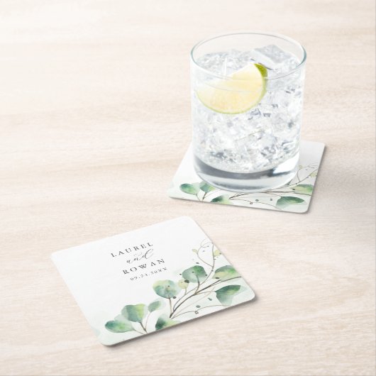 Elegant Greenery Wedding Kartonnen Onderzetters (Insitu)