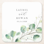 Elegant Greenery Wedding Kartonnen Onderzetters (Voorkant)