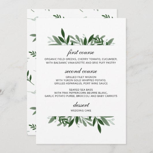 Elegant Greenery Wedding Menu (Voorkant / Achterkant)