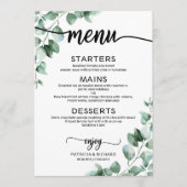 Elegant Greenery Wedding Menu Kaart (Voorkant)