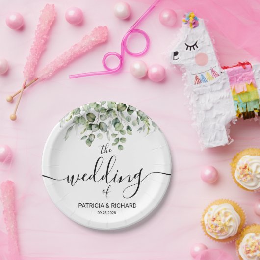 Elegant Greenery Wedding Papieren Bordje (Feest)