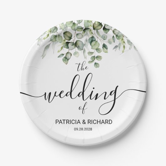 Elegant Greenery Wedding Papieren Bordje (Voorkant)