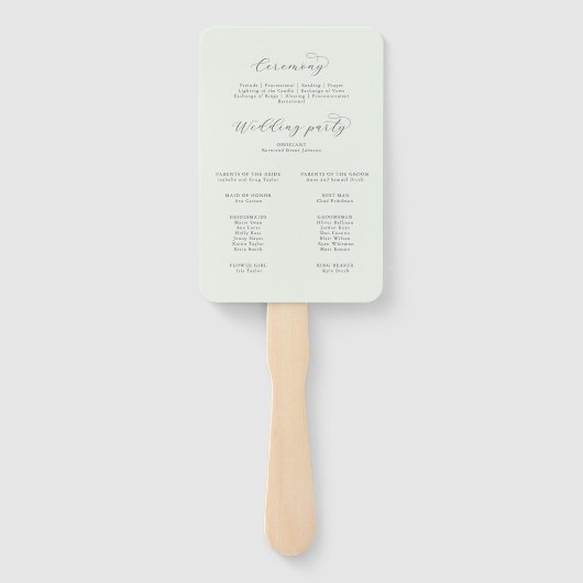 Elegant Greenery Wedding Programme Handwaaier (Achterkant)