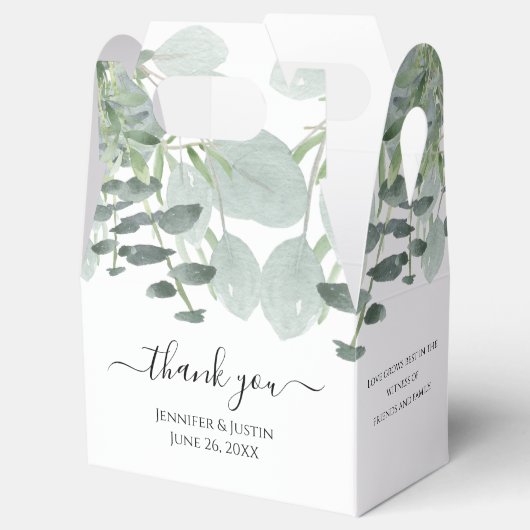 Elegant Greenery Wedding Reception Bedankdoosjes (Geopend)
