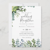 Elegant Greenery Wedding Reception Enkel in Kaart (Voorkant)
