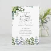 Elegant Greenery Wedding Reception Enkel in Kaart (Staand voorkant)