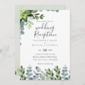 Elegant Greenery Wedding Reception Enkel in Kaart (Voorkant / Achterkant)