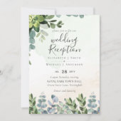 Elegant Greenery Wedding Reception Enkel in Kaart (Voorkant)