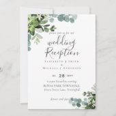 Elegant Greenery Wedding Reception Enkel in Kaart (Voorkant)