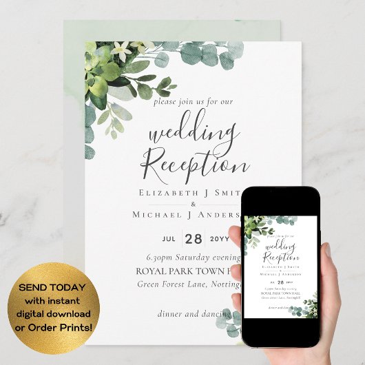 Elegant Greenery Wedding Reception Enkel in Kaart